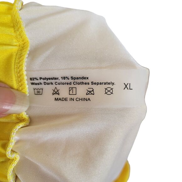 Yellow and pink floral bathing suit and matching skirt set, size XL - Picture 6 of 8